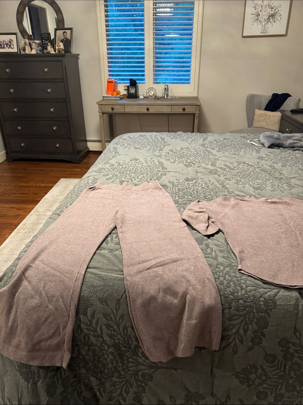 Sioni Dusty Pink Knit Boot Cut Pants